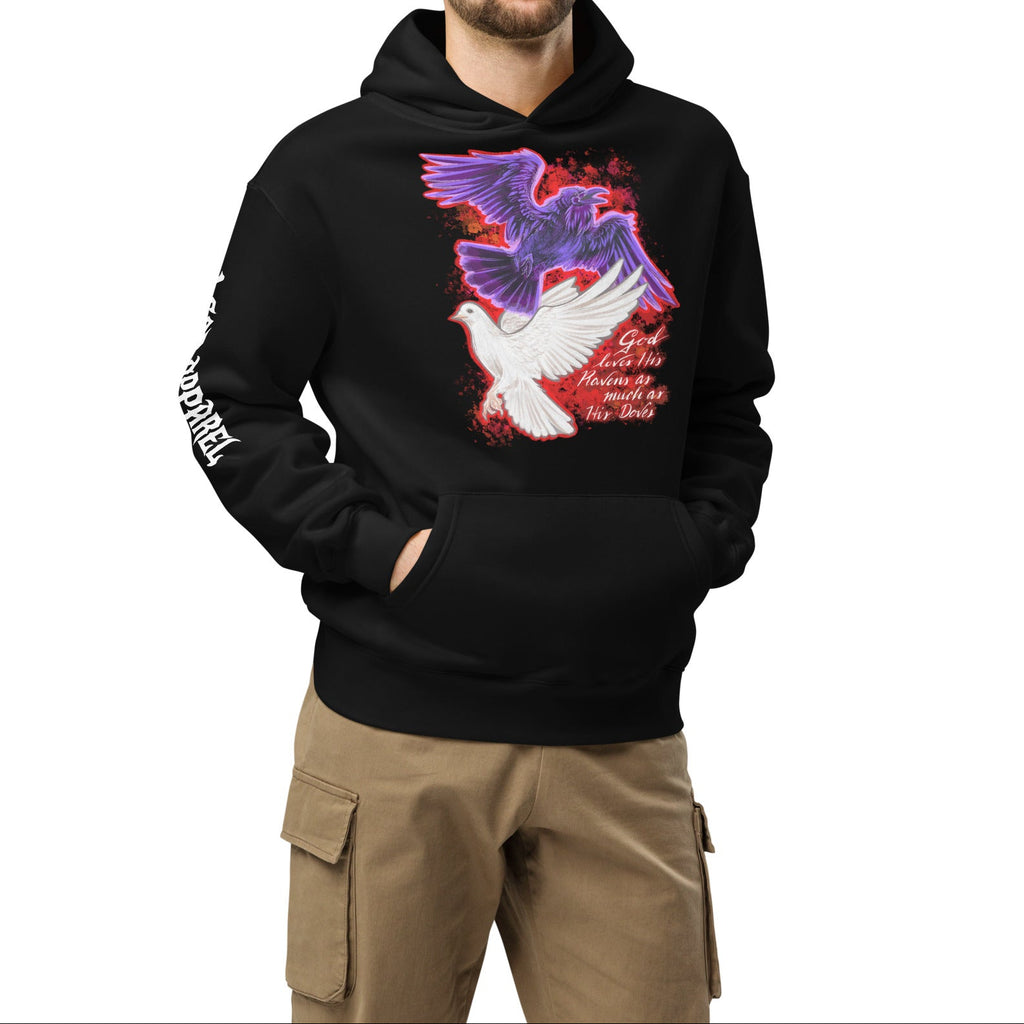 OVERSIZED HOODIE: RAVENS AND DOVES