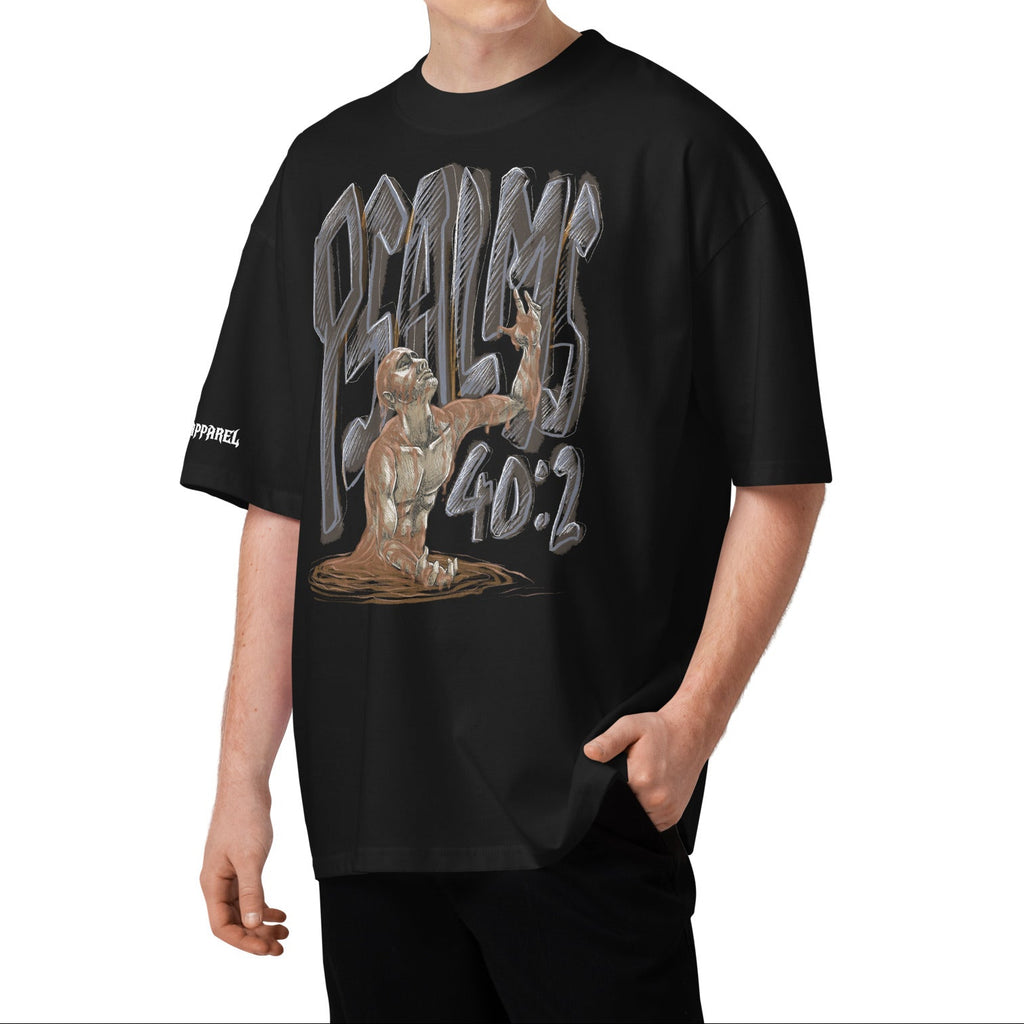 OVERSIZED ORGANIC T-SHIRT: PSALMS 40:2