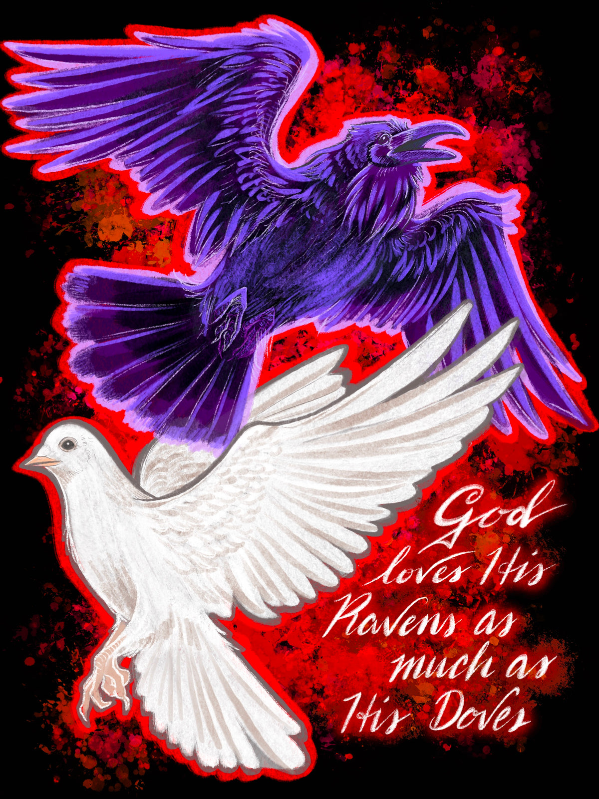 UNISEX T-SHIRT: RAVENS AND DOVES